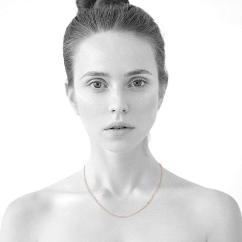 Bold Alphabet Letter Initial Charm Necklace in Rose Gold Tone